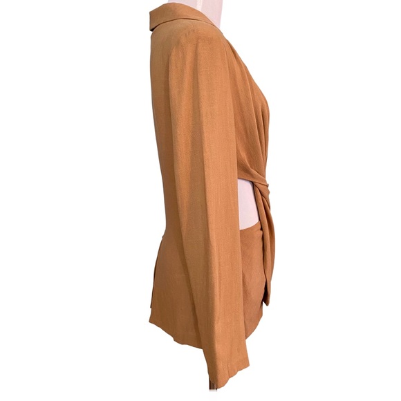 Lush Camel Cutout Blazer Twist Front Quiet Luxury Tailored S - Picture 6 of 10